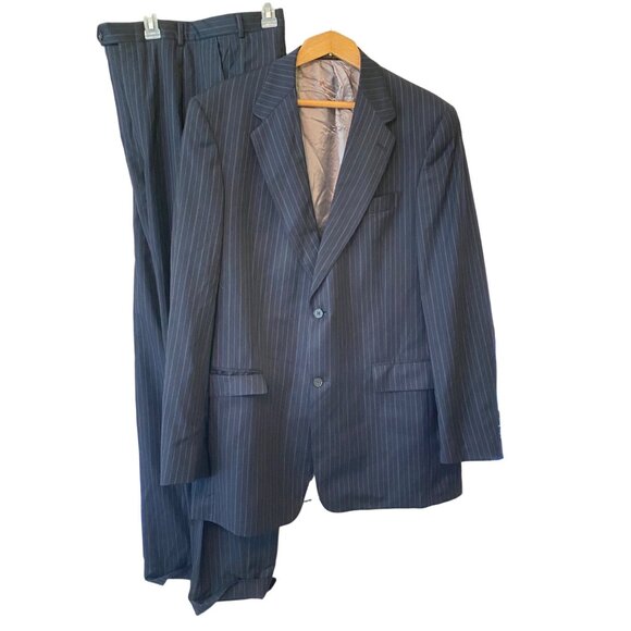 Men's Hart Schaffner Marx Studio Collection Black Stripe 2 Piece Suit Size 36